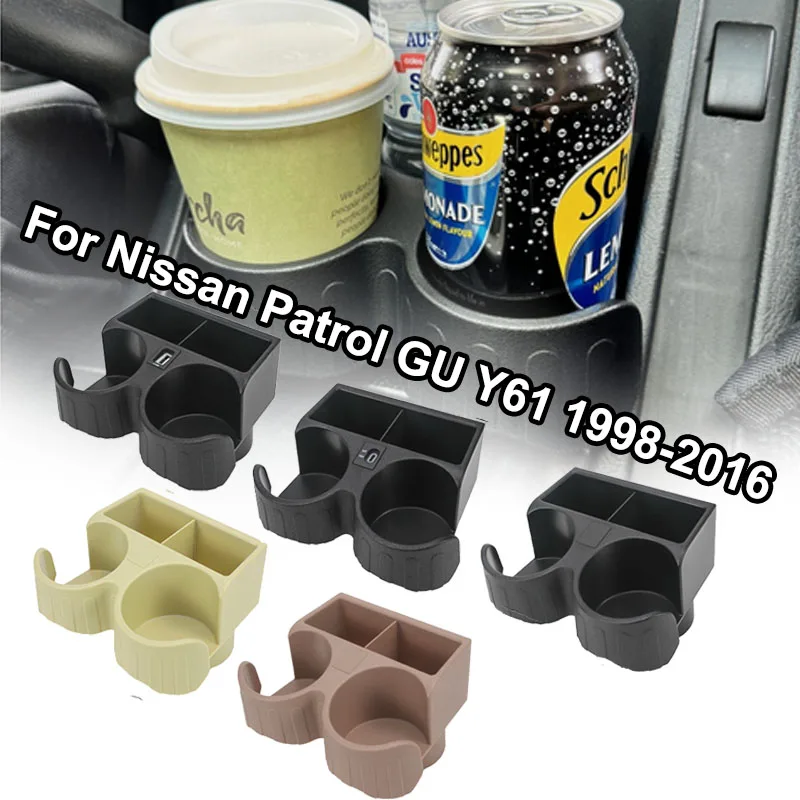 

Car Big Water Cup Holder With Type C/USB Connector Port FYE727068 For Nissan Patrol Y61 1998 1999 2010 2011 2012-2016 FYE727069