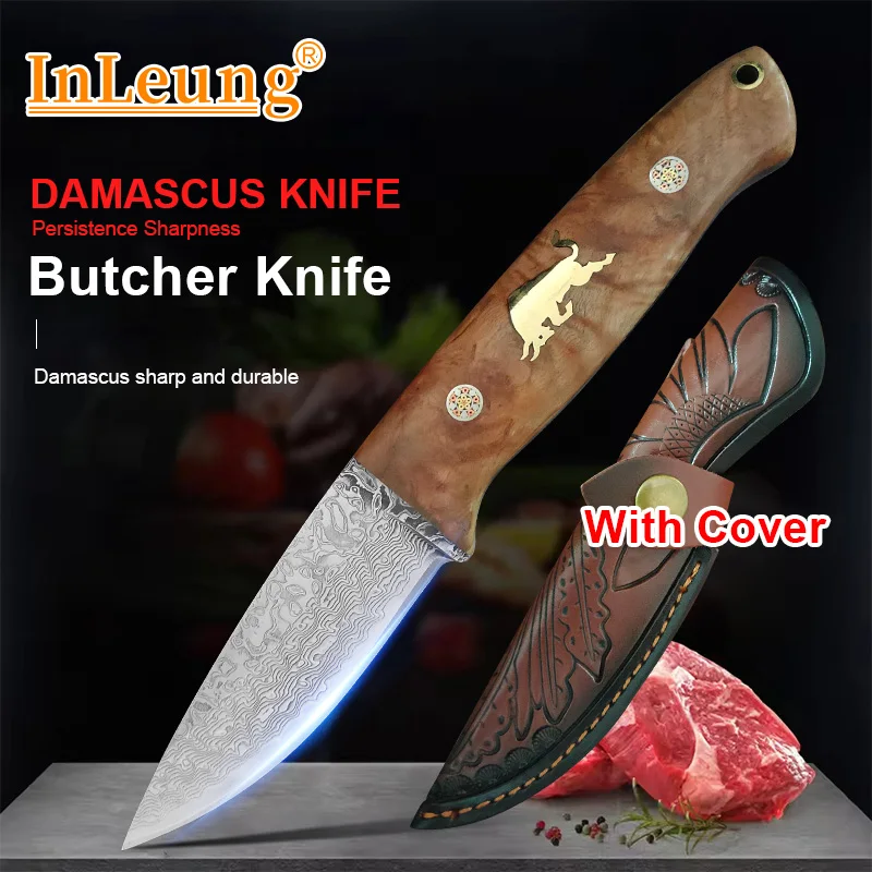 

Damascus Steel Butcher Boning Knife Meat Fruit Barbecue Househould Kitchen Knive Wooden Handle Utility Knive Chef Cooking Knives