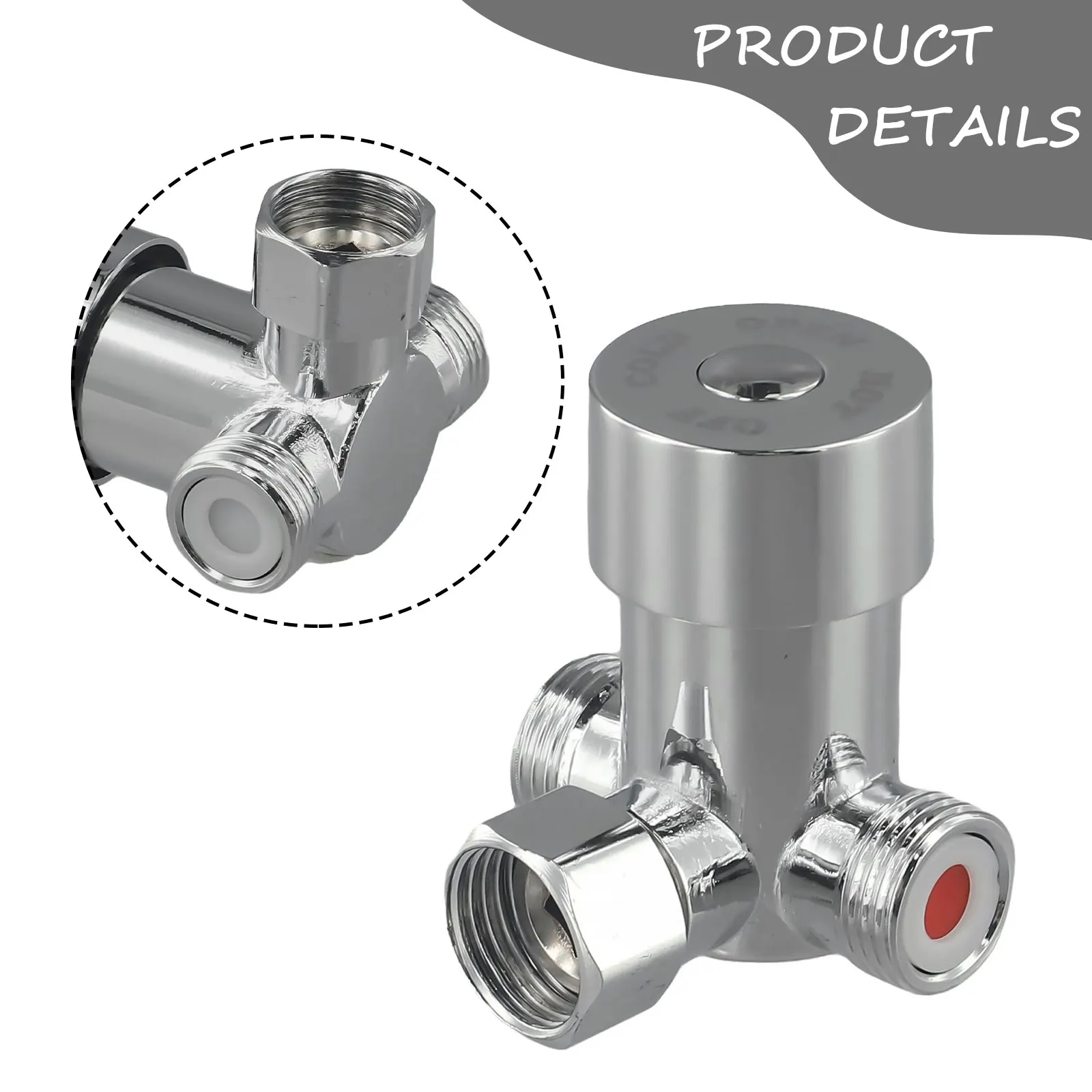 

Hot Cold Water Mixing Valve Adjustable Temperature Control Shower Faucet Three-way Regulating Valve Thermostatic Mixing Valve