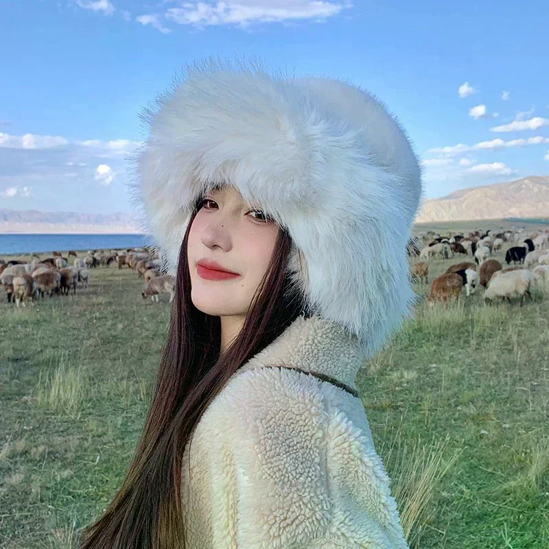 

Новая пушистая меховая панама для женщин, плюшевая рыбацкая шапка, теплая женская зимняя шапка, утепленная панама на холодный снежный день, рождественские подарки