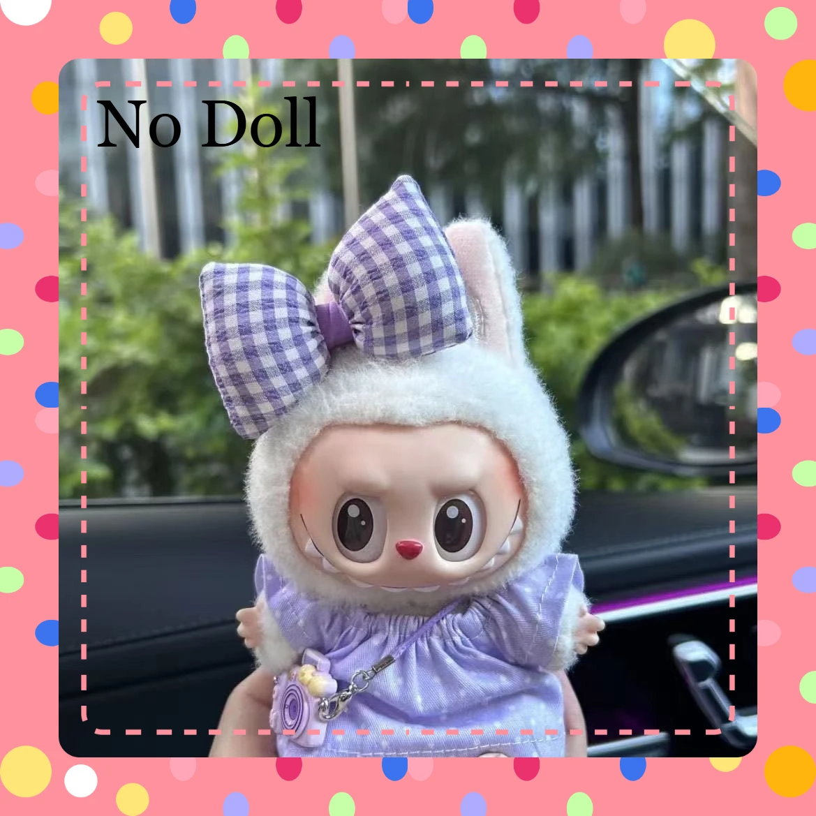 

Комплект клетчатого платья Labubu, милый джемпер с бантом, модные аксессуары для кукол для куклы Labubu 17 см (без куклы)