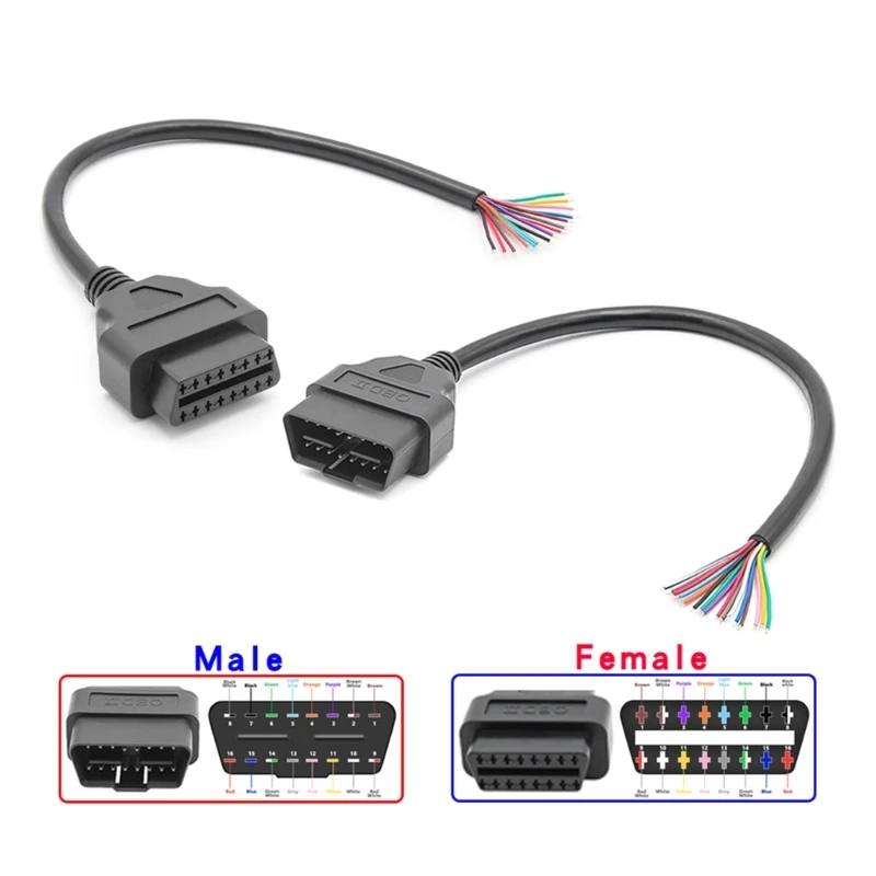 

Модернизированный кабель для ремонта автомобиля «штырь-гнездо», диагностический кабель с 16-цветным кодом, автомобильный Удлинительный кабель, Автомобильный Кабель для считывания кодов неисправностей
