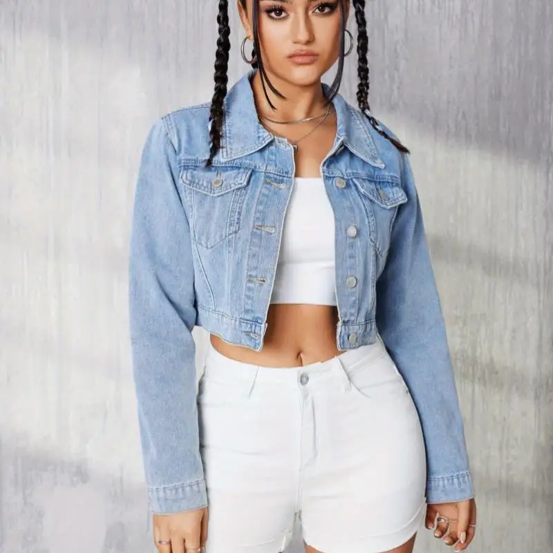 

Women's Denim Jaet Light Wa Long Sve Jeans Cross-Border New Sle Autumn Season Collar ort Length Trendy Youth