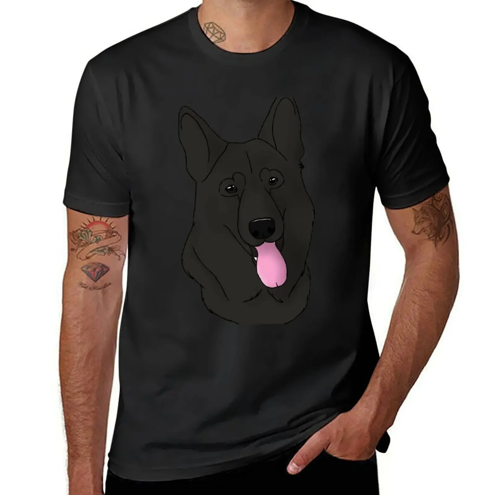 German Shepherd Dog - Black T-Shirt fashion shirts new edition Funny t-shirt funny shirt cotton mens white t shirts