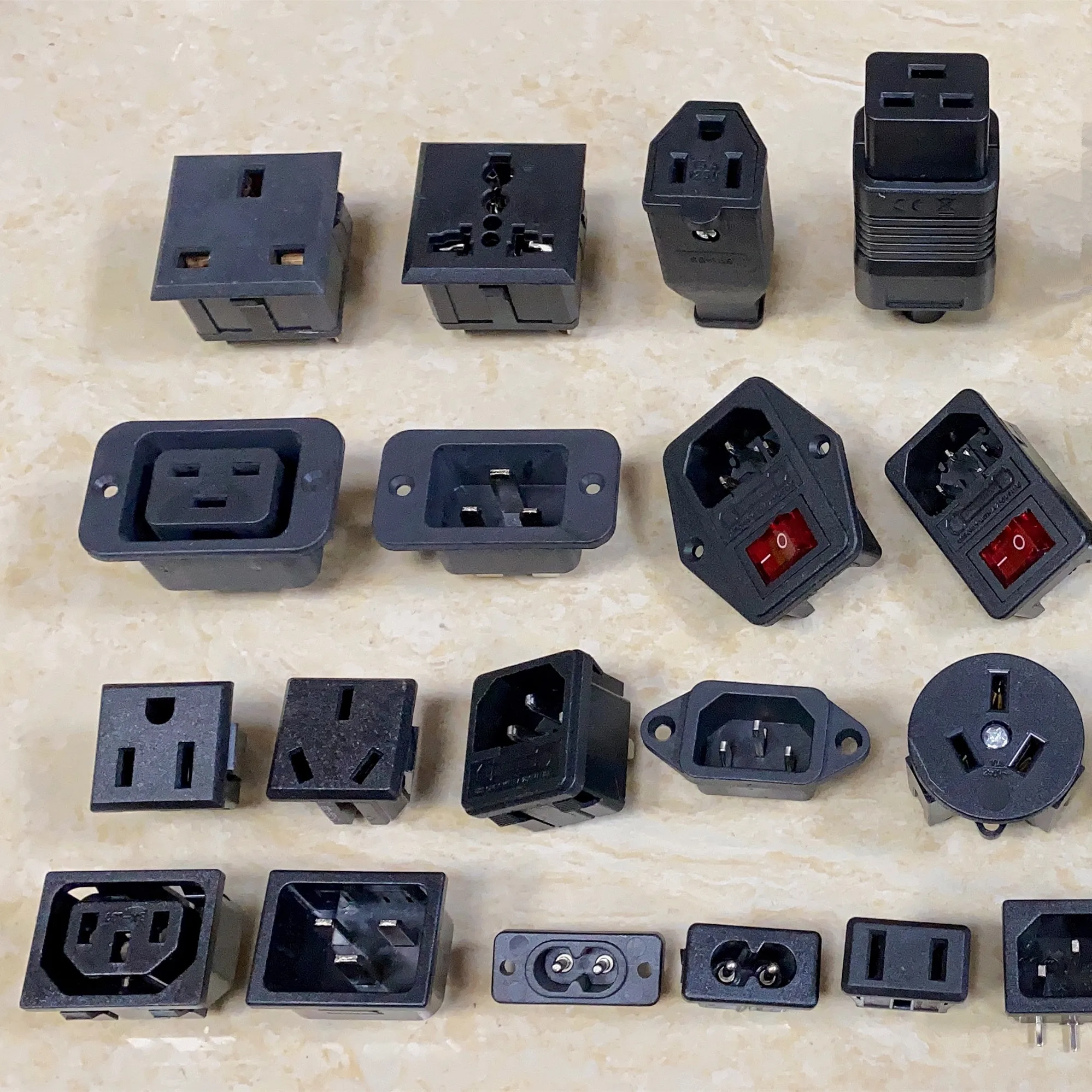 Black Copper 10/16A 250V American Japan Australian British EU Germany French Brazil Universal Electrical AC power socket