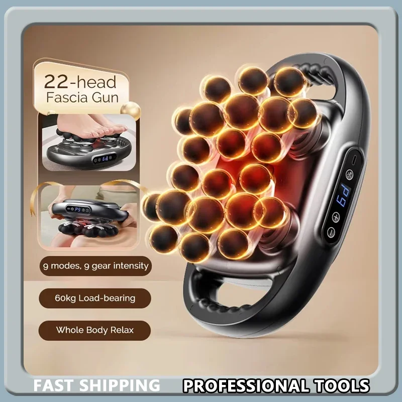 

22-Head High-Frequency Vibration Fascia Gun Body Massage Tool for Back Waist Neck And Shoulder Muscle Relief Masajeador