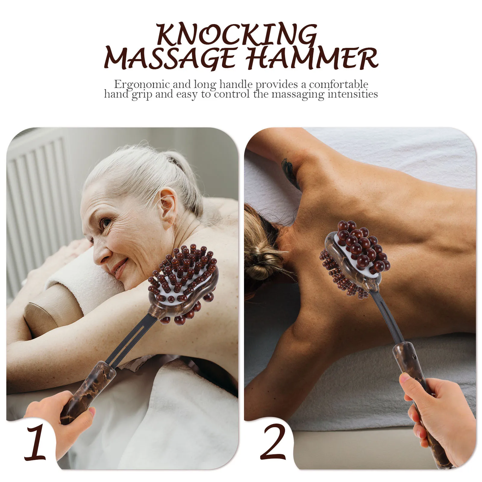 

Portable Massage Hammer Wooden Knocking Body Massager Long Handle Ergonomic Design for Muscle Pain Relief Back Neck Shoulder