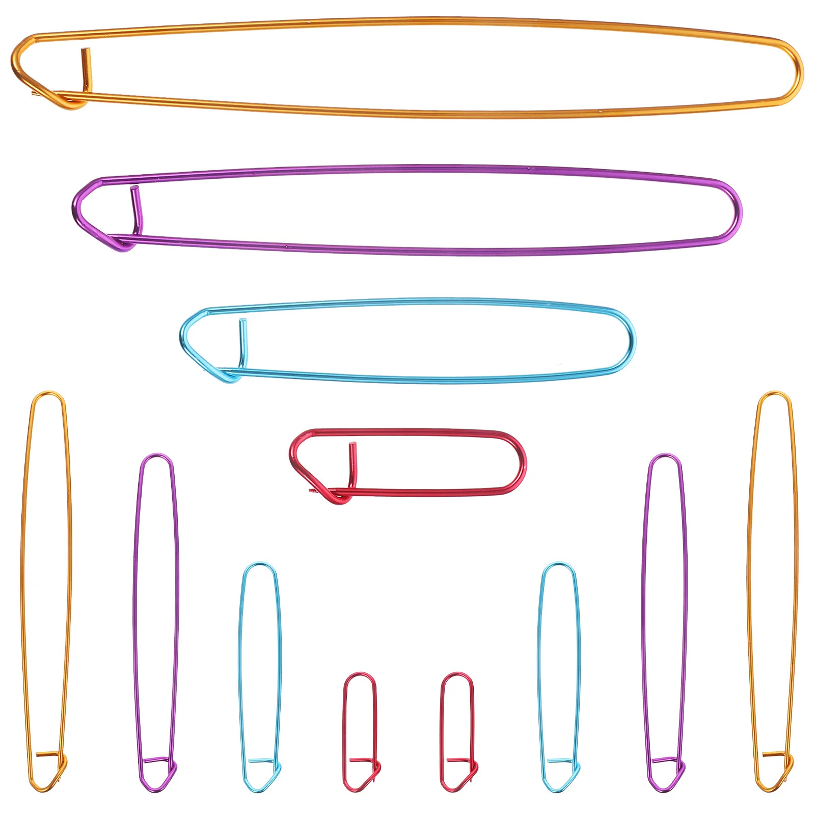 12 قطعة أصحاب غرزة الغزل مجموعة الكروشيه إبرة حياكة الألومنيوم السلامة 6 سنتيمتر 12 سنتيمتر 17 سنتيمتر 20 سنتيمتر غرزة أصحاب الكروشيه دبابيس الأمان