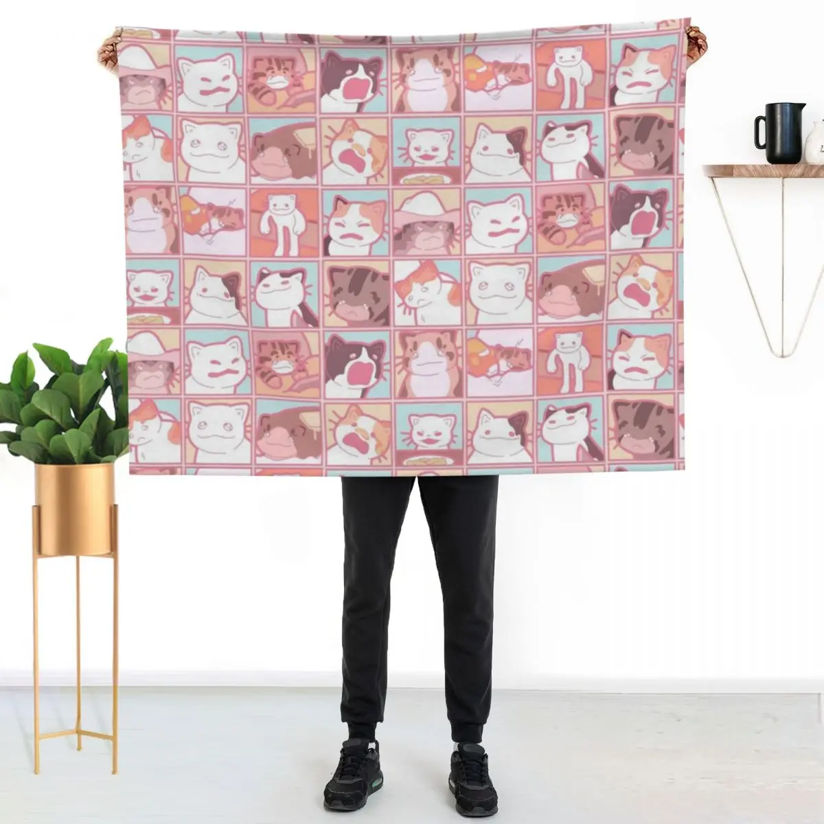 Meme Cats 3.0 Throw Blanket Warm Plush Fuzzy Blanket for Living Room