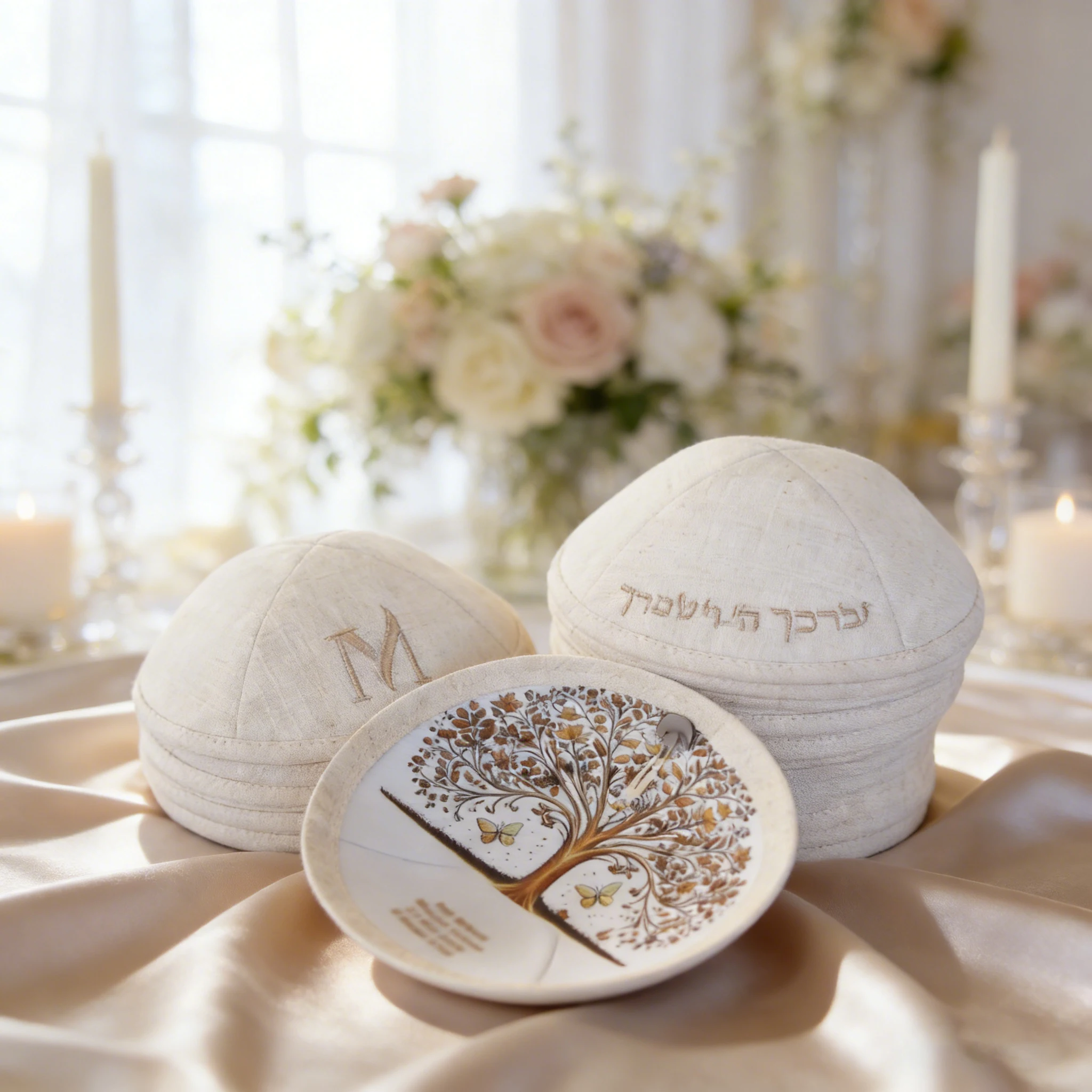 Jewish yarmulke | wedding kippot | customized kippah