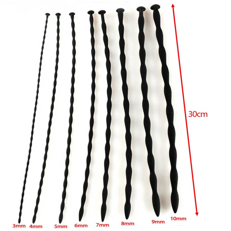 3mm-10mm Diameter Silicone Urethra Beads Penis Insert Sounding Rod Penis Plug Urethral Sound Dilators Adult Sex Toys For Men