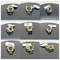 MeiBaPJ 8 Kinds Inlay Square Gemstone S925 Sterling Silver DIY Empty Ring Holder Women Fine Weddings Fashionable Charm Jewelry