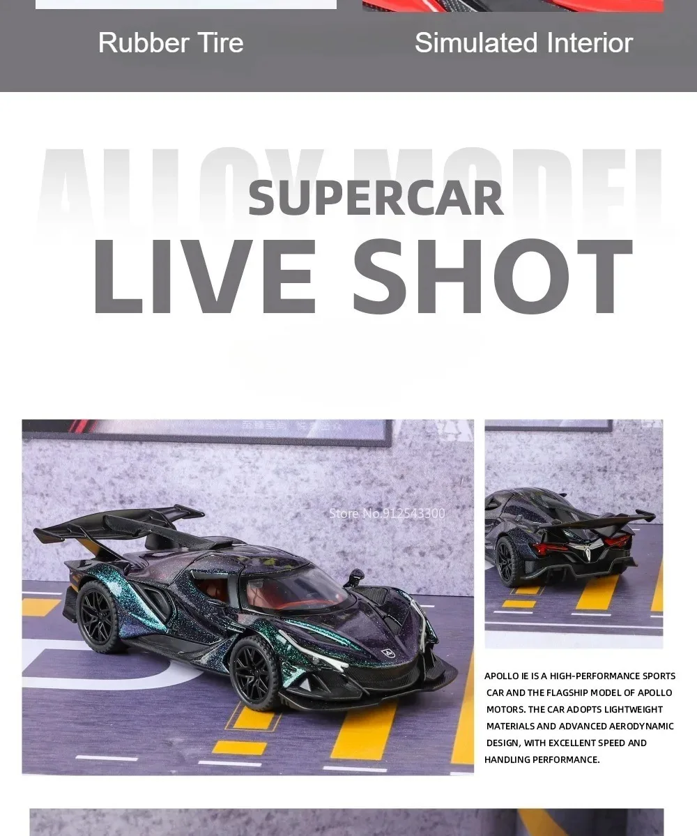Maßstab 1:32 Apollo EVO IE Automodell Spielzeug Metalldruckguss Zurückziehen Super Cars Türen Geöffnete Fahrzeugmodelle Beste Geschenke für Kinder – Detail 22