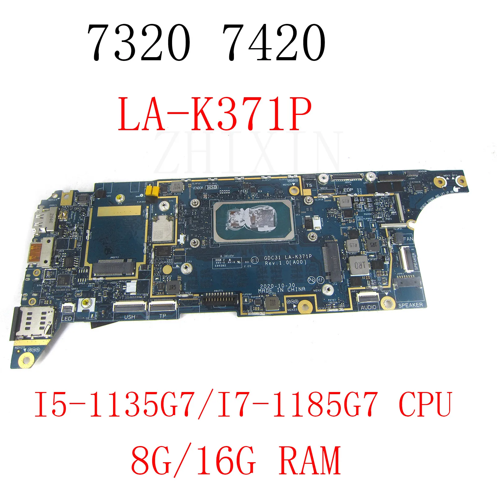 For Dell Latitude 7320 7420 7520 Laptop Motherboard CPU I5-1145G7 I7-1185G7 8G/16G DDR4 CN-09RW31 GDC31 LA-K371P 100% Test