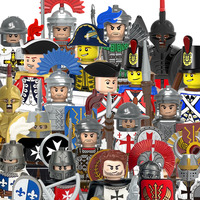 MOC Medieval Roman Castle Soldiers Military Building Blocks Figures Kit Warriors Knights Empire Navy Weapons Boys Gifts Toy K007