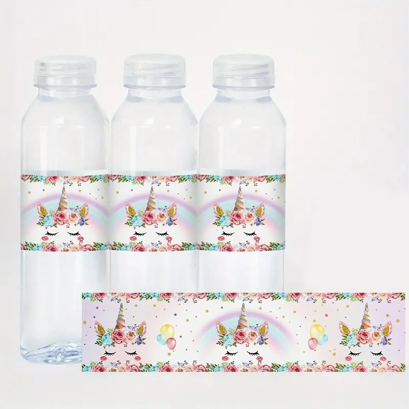 10pcs Unicorn Style Bottle Labels Stickers Pink Unicorn Theme Sticker for Girls Birthday Babyshower Wedding Party Decor Supplies