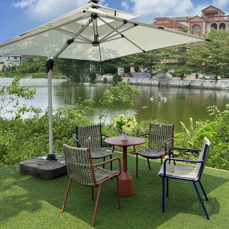 

Уличный стол и стул для отдыха, комбинация стульев из ротанга на открытом воздухе, сад, двор, балкон, веревка, плетение, водонепроницаемый солнцезащитный крем, дин