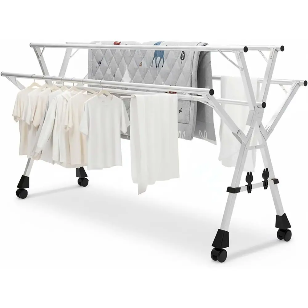 

Складная сушилка для одежды из нержавеющей стали, портативная и компактная вешалка для белья с регулируемыми слоями