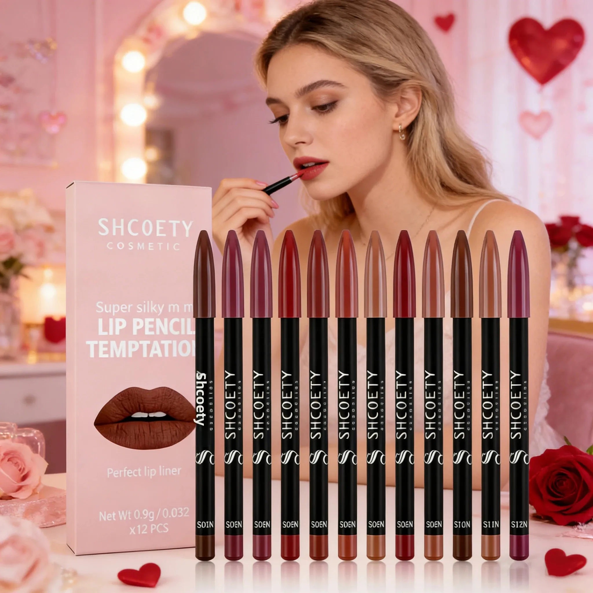 Juego de delineador de labios mate profesional para mujer, 12 Uds., hidratante de larga duración, 12 colores, lápices labiales desnudos, regalo del Día de San Valentín