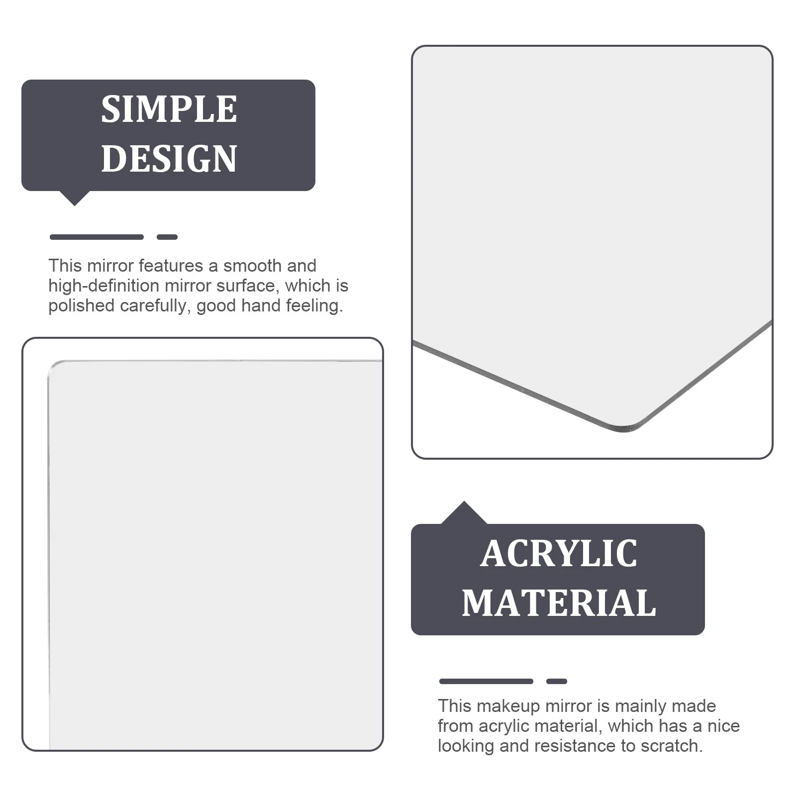 

Large Acrylic Mirror for Bedroom Self-Adhesive Wall Mount Mirror High Definition Non-Distorting Surface for Home Decor