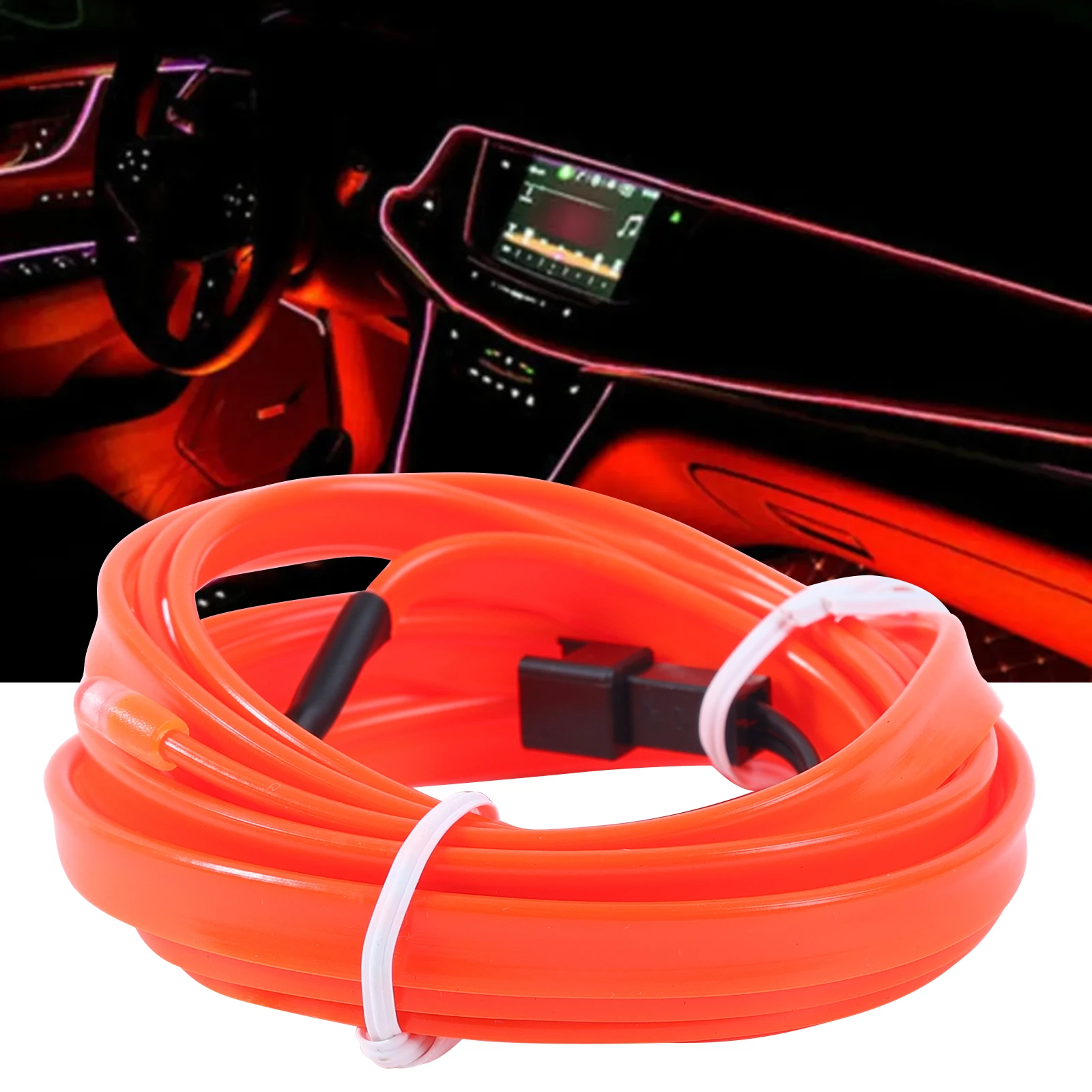 Glow Red Wire Neon String Strip Light Car Interior Atmosphere Ambient Rope Tube Powered Automotive Car Interior Decoration