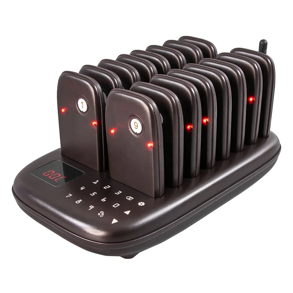 

WirelessLinkx Restaurant Pager System 16 Food Truck Queue Calling Customer Beepers For Cafe Clinic Food Court Bar