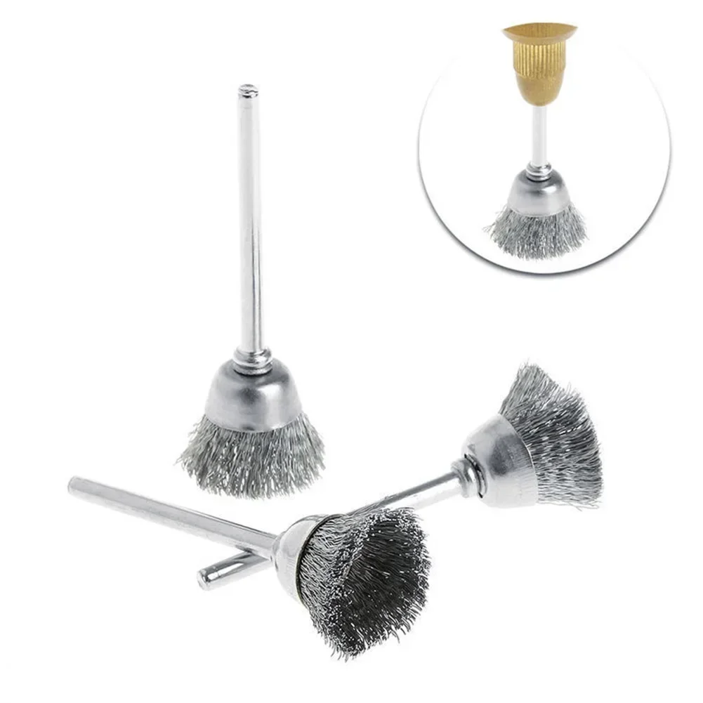 Imagem -05 - Rodas de Fio de Aço Escovas Broca Ferramentas Rotativas Remoção Ferrugem Metal Limpeza Polimento Escova Conjunto Derusting Moagem Ferramentas Manuais Peças