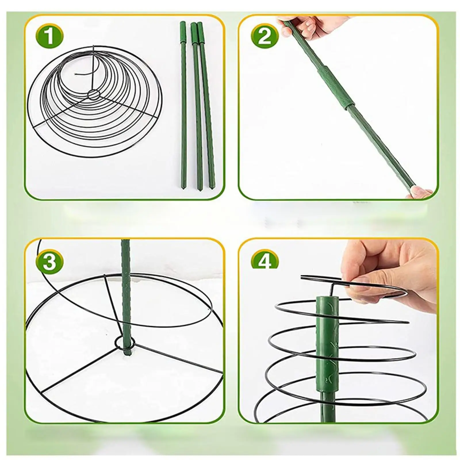 Outdoor Adjustable Garden Mesh Spiral Climbing Plant Trellis Iron Cage Stand for Pea Bean Flower Growth Support