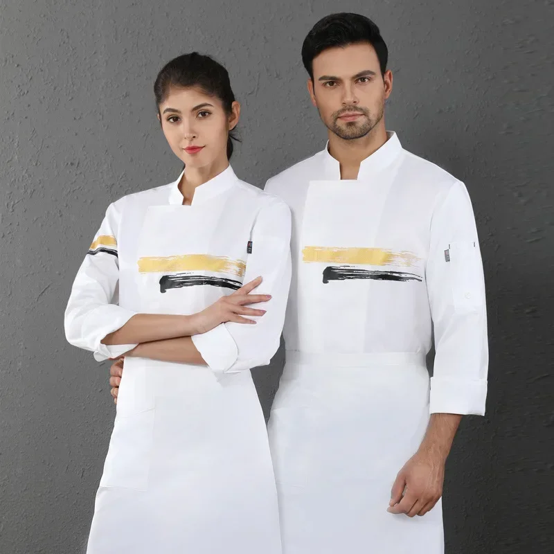 

Chef's Work Clothes Long Sleeve Breathable Cook Jackets Hotel Restaurant Kitchen Bakes Cake Overalls Unisex Chef Uniform