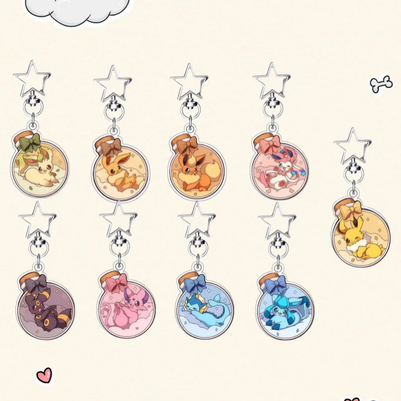 

6Cm Acrylic Keychain for Eevee Jolteon Cartoons Backpack Accessories Decoration Pendant Cute Anime Merchandise Fan Gift Toys