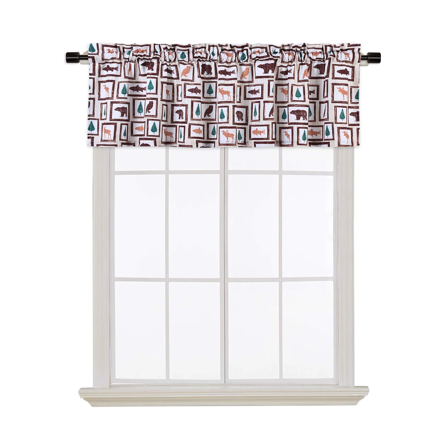 

Christmas Theme Pritned Valance, Light Filtering Window Treatment Rod Pocket Polyester Valance for Bedroom, Living Room