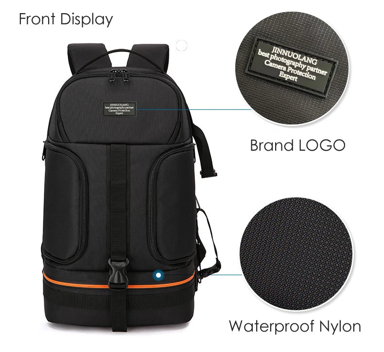 Jinnu olang profession elle digitale slr kamera rucksack große fotografie tasche stativ halter wasserdichte regen abdeckung outdoor wandern – Detail 5