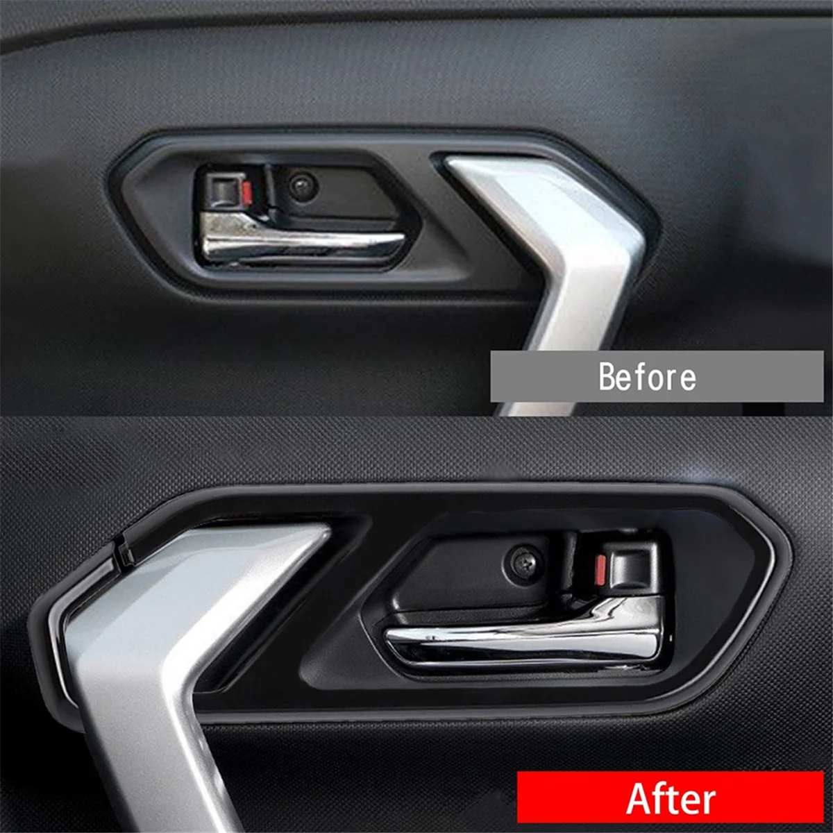 Bright Black Car Interior Door Handle Bowl Panel Frame Cover Trim Sticker for Toyota Raize/GR 2020-2022