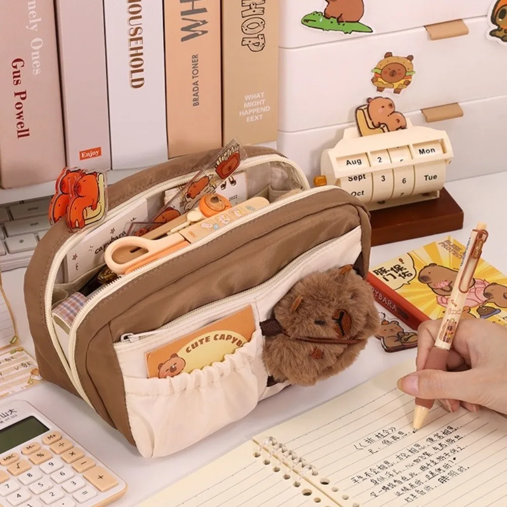 

New Multi-layer Pencil Case Large Capacity Cute Makeup Pouch Waterproof Zipper Stationery Pen Bag School Supplies
