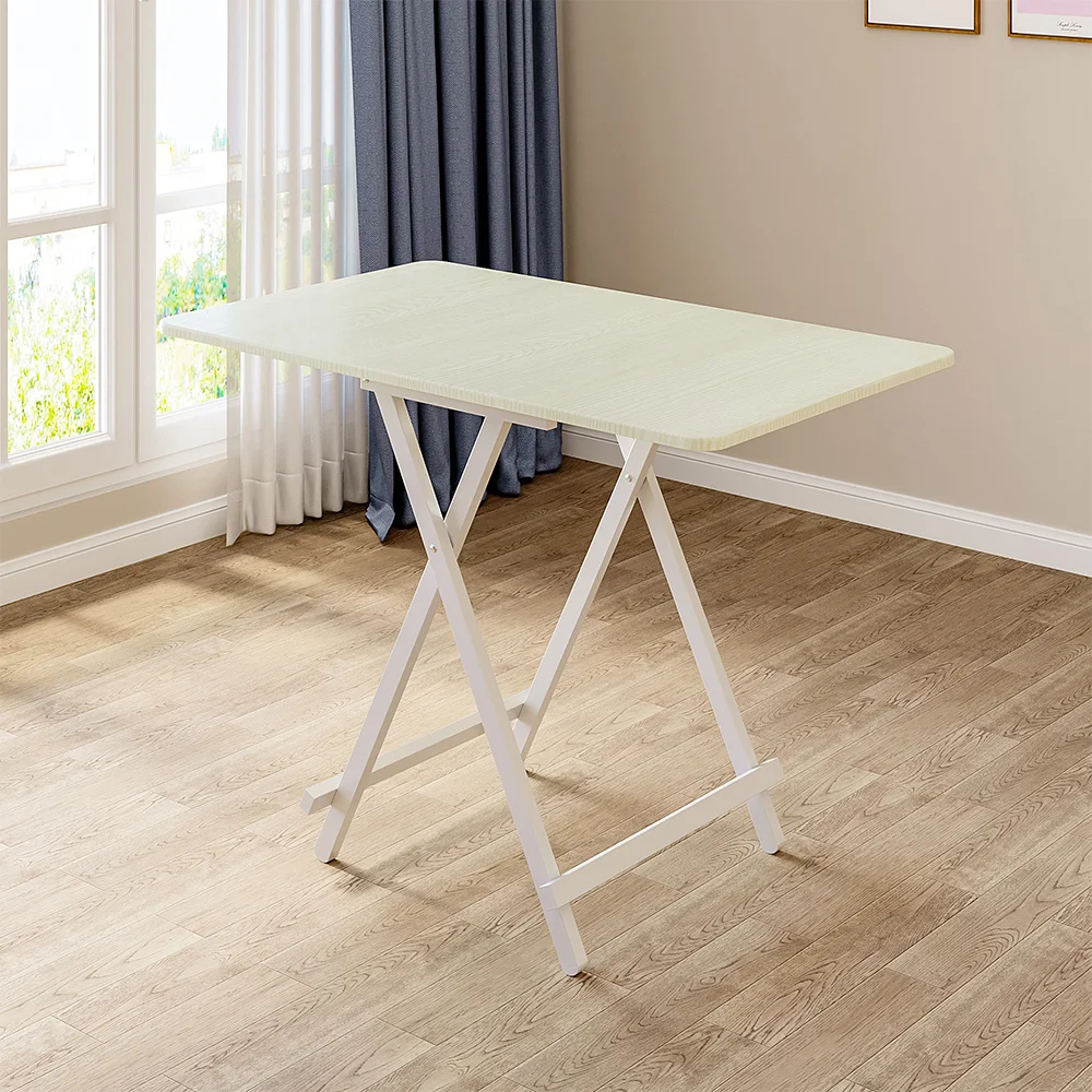 White 100x60cm Folding Wooden Dining Table