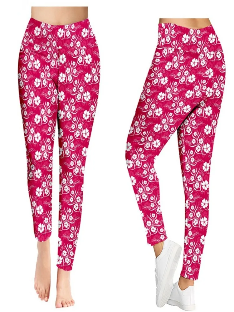 Pantalones con estampado de Flora para mujer, Leggings de gimnasio, ropa de calle, pantalones Sexy Y2k, pantalones de Fitness, pantalones Capri de realce, Verano