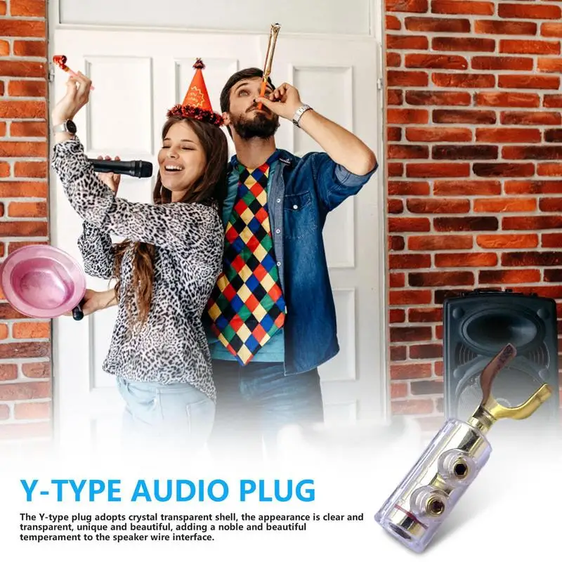 Разъем провода динамика Прочный Y-образный разъем типа «банан» Адаптер провода динамика Позолоченный разъем динамика Разъемы типа «банан» для динамика