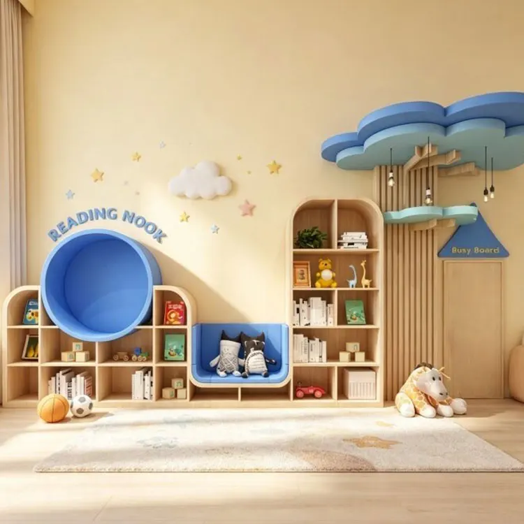 Motley Montessori Nursery Library Tree Shelf Preschool Reading Corner Kindergarten Bookcase Nursery Children's Furniture Wooden