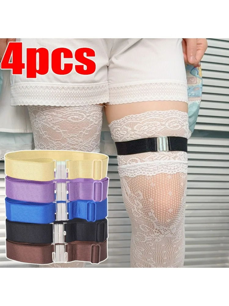 Sangle de chaussettes hautes pour femmes, 1/2/4 pièces, ceinture de jarretelles antidérapante réglable, bande de jambe en Polyester de 48cm, support de bas sécurisé
