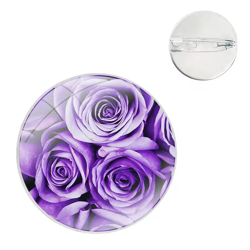 Broches en métal pour vêtements, épingles à fleurs roses violettes, badge pour sac à dos, cadeau de décoration