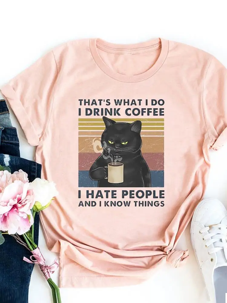 Cat Books Trend Letter śliczne graficzne koszulki damskie codzienne koszulki modny nadruk T Shirt z krótkim rękawem damskie ubrania najlepsze ubrania