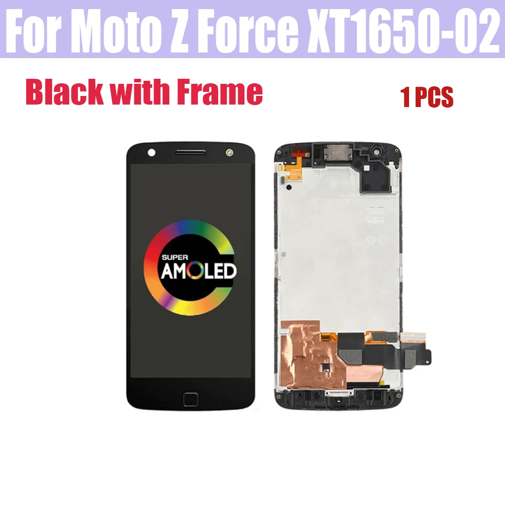 LCD Display and Touch Screen Digitizer Assembly Replacement,Glass for Motorola Moto Z Force Xt1650-02,Original