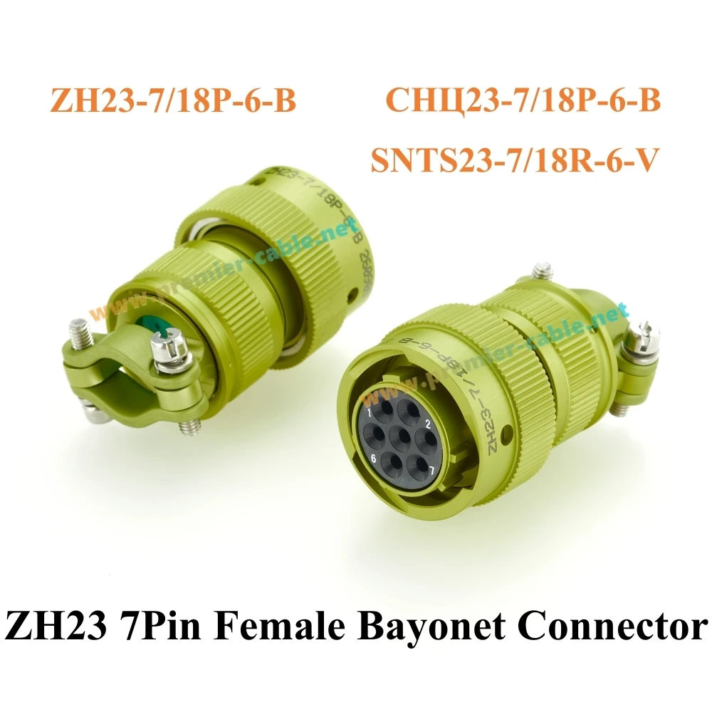 ZH23 Series 7 Pin Female Bayonet Connector, Shell Size 18, ZH23-7/18P-6-B, СНЦ23-7/18P-6-B, SNTs23-7/18R-6-V