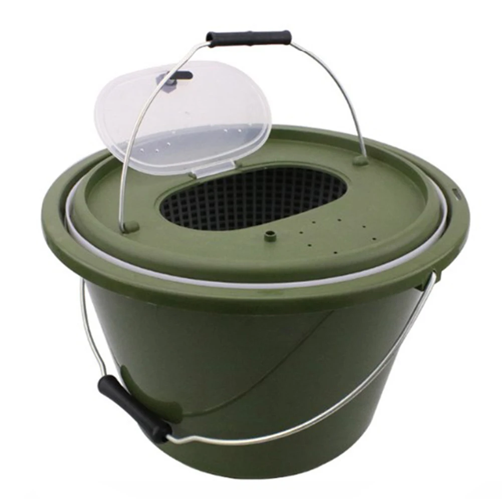 

Brand New Fish Bucket Water Boxes 650g/950g/1300g With Separate Handle Carp Fishing Double-layer Mesh Live Fish
