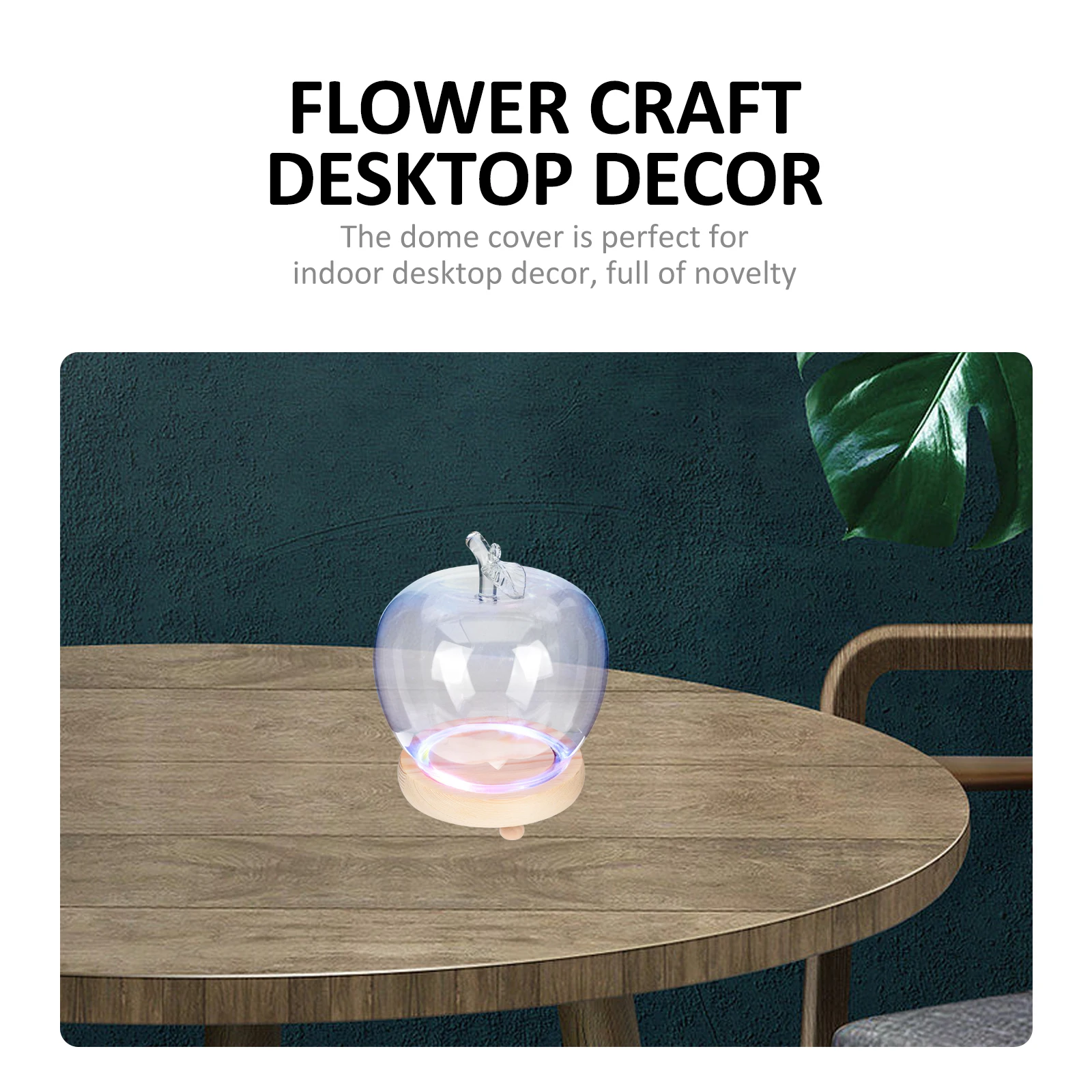 

1 set Lighted Glass Dome For Eternal Flower Display Christmas Eve Apples Decor Transparent Glass Cover With Glowing Base Home