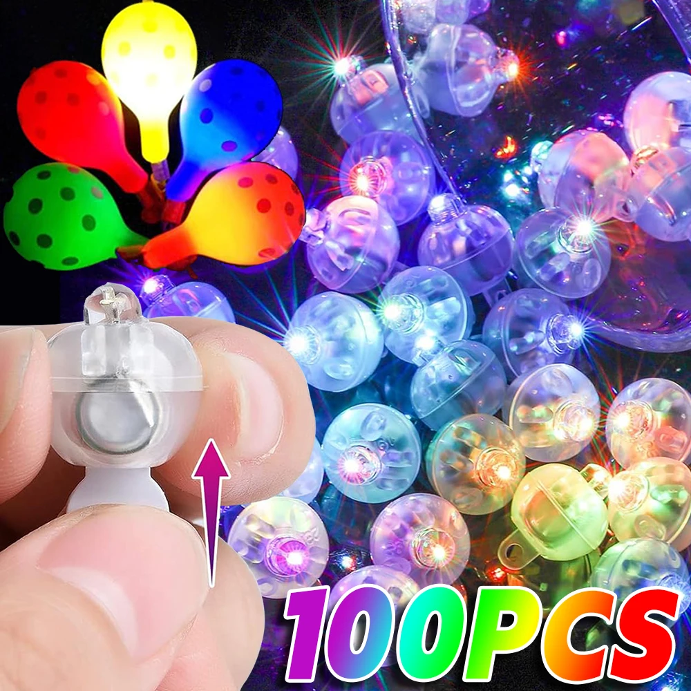

10/100Pcs Mini LED Balloon Filler Light Flash Luminous Lantern Decorated Tumbler Ball Lamp for Christmas Wedding Birthday Party