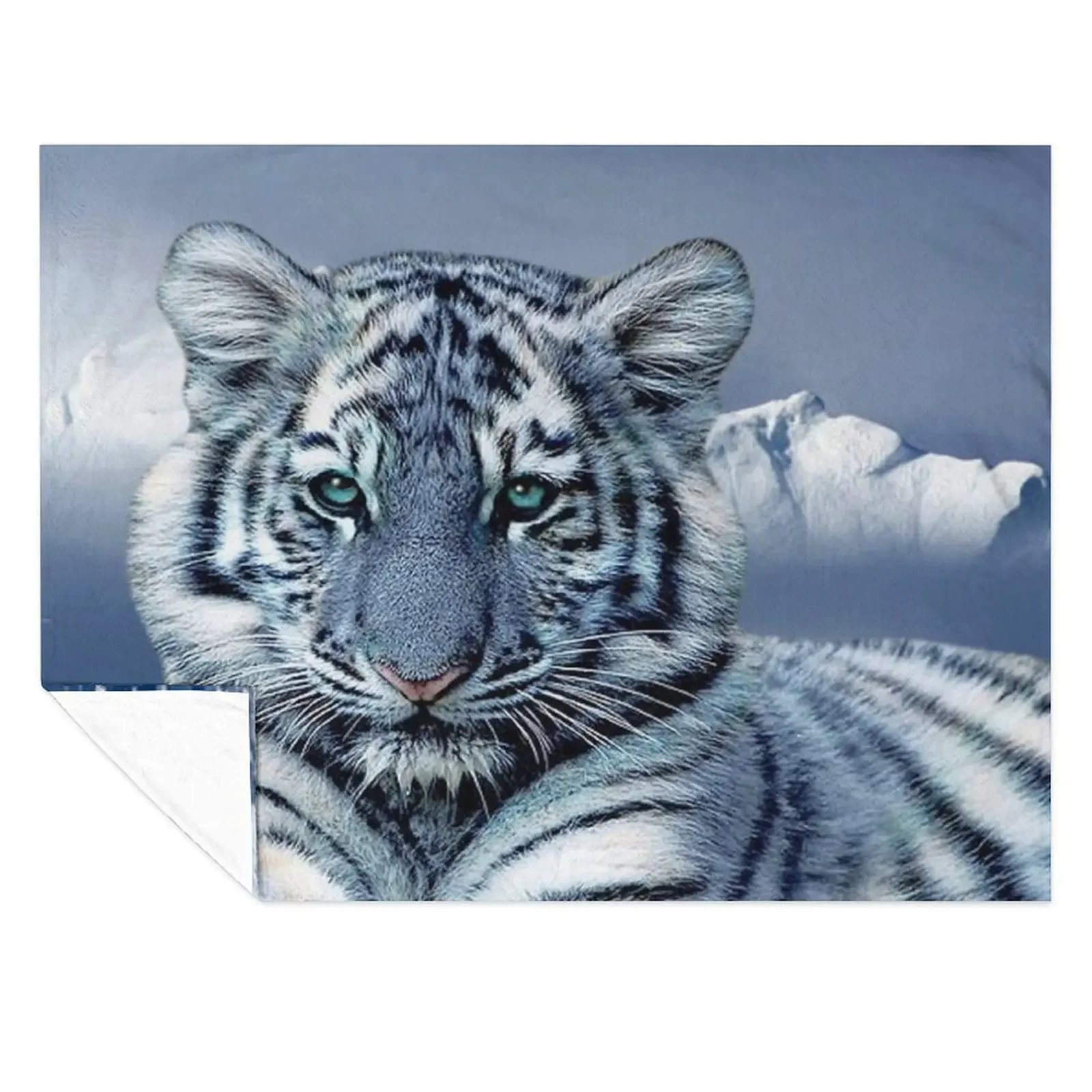 

Blue White Tiger Throw Blanket Baby Camping Soft Plush Plaid Designers Blankets