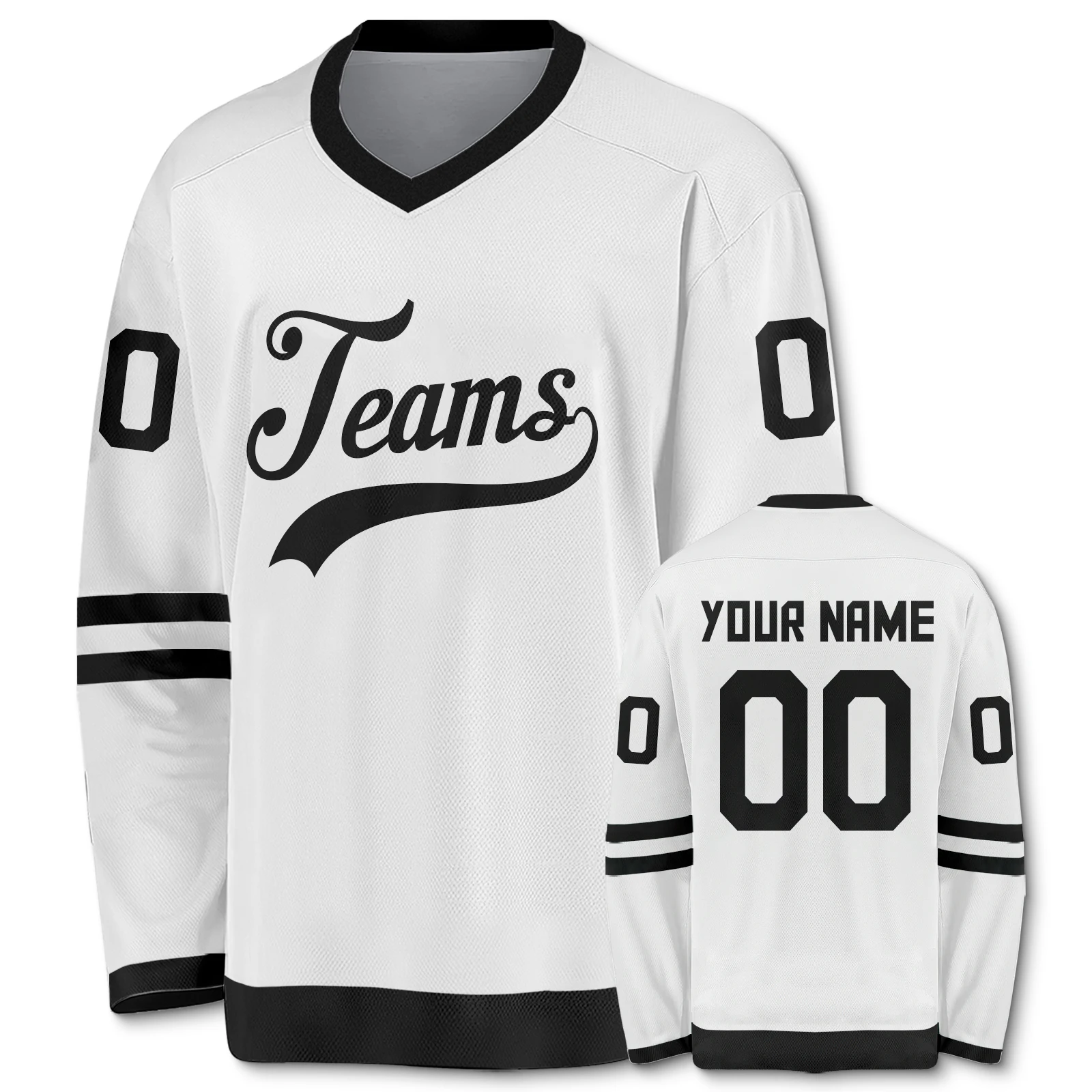 Custom Hockey Jersey for Men Personalized Long Sleeves Jerseys with Printed Team Name Number V-Neck Sportswear Fans Gift S-6XL