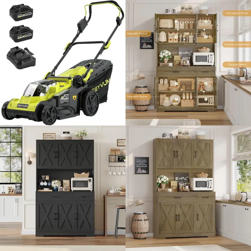 

16-Inch Cordless Electric Lawn Mower with 40V Battery, 45L Grass Bag, 6 Height Settings, 20V 4.0Ah Battery