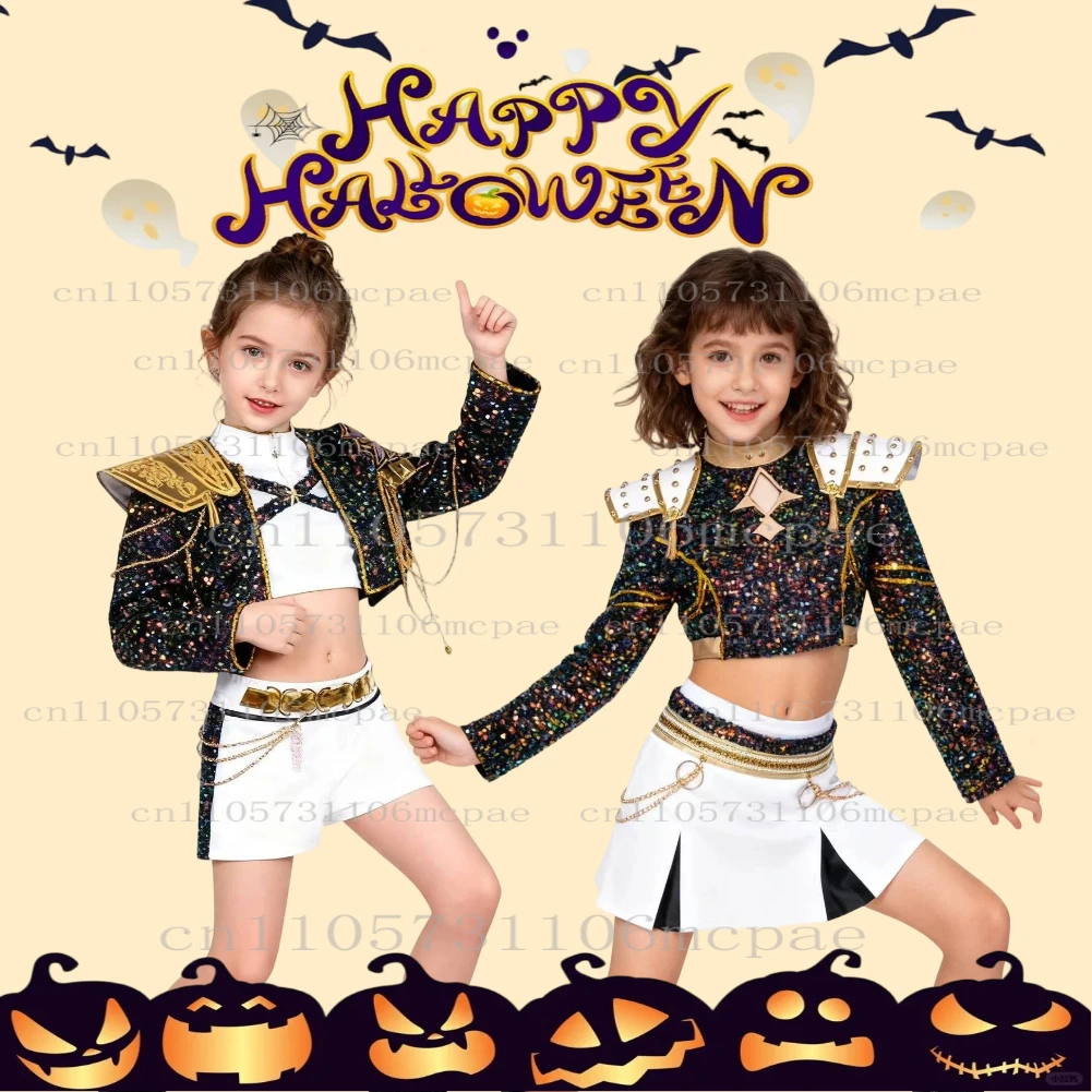 فانتازيا هنتركس رومي تأثيري الفتيات الملابس الذهبية الكرتون شيطان هنتر Disfraz زي 6 إلى 14 سنة الخيال حفلة الهالوين #1